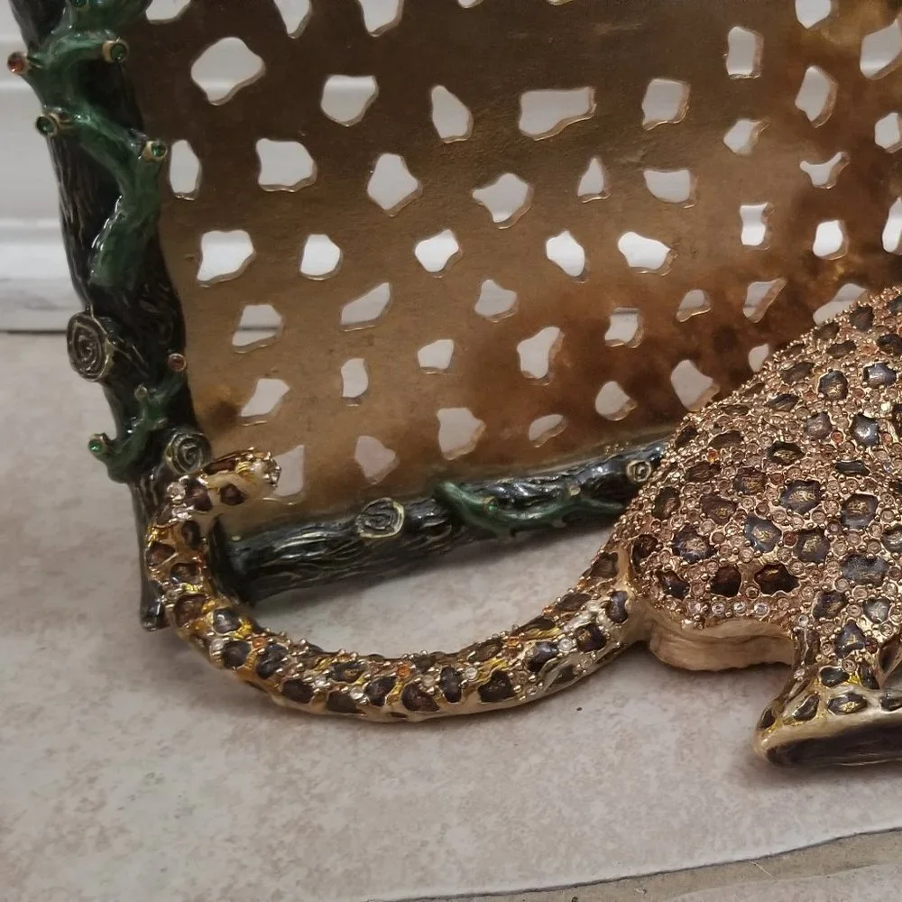 SIGNED RARE EXQUISITE JAY STRONGWATER JUNGLE SAFARI CHEETAH CRYSTAL ENAMEL FRAME